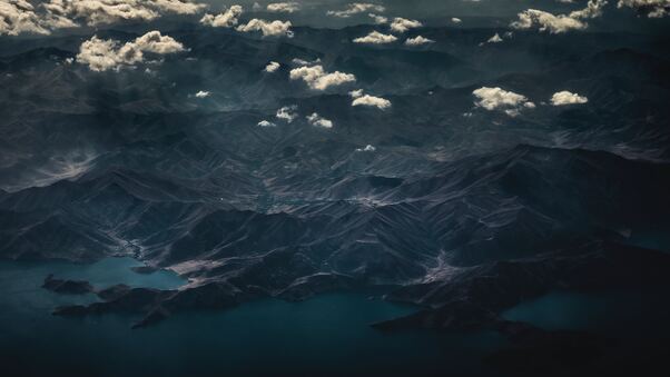 Aerial Sky Cloud Mountain Peak Landscape 4k Wallpaper