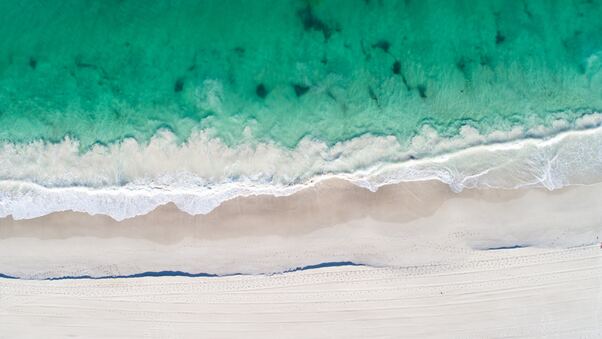 Aerial View Of Beach Clear Ocaen Sand 5k Wallpaper