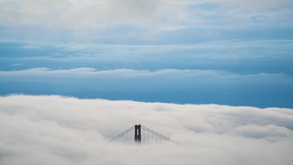 Aerial View Of Bridge Under Clouds 8k Wallpaper