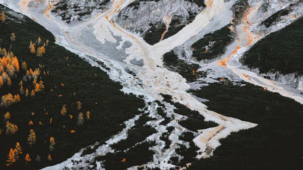 Aerial View Of Frozen Winter Landscape 5k Wallpaper