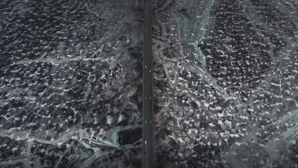 Aerial View Of Road Ice Frozen 4k Wallpaper