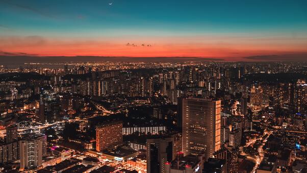 Aerial View Skyline Of Singapore 5k Wallpaper