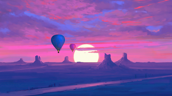 Air Balloons Minimal Morning 4k Wallpaper