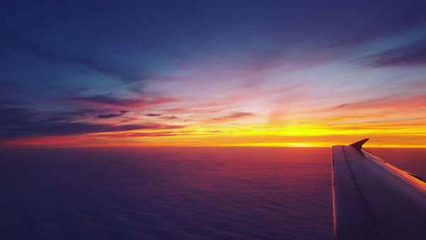 Airplane Dawn Dusk Flight Sunrise Sky Wallpaper