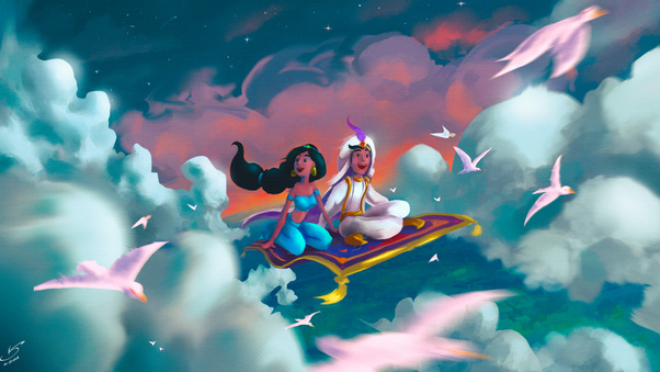 Aladdin And Jasmine Art Wallpaper