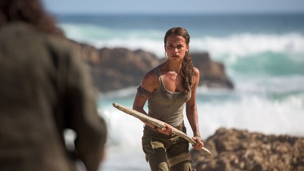 Alicia Vikander As Lara Croft In Tomb Raider Movie Wallpaper