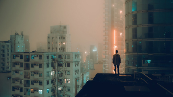 Alone At Rooftop Wallpaper