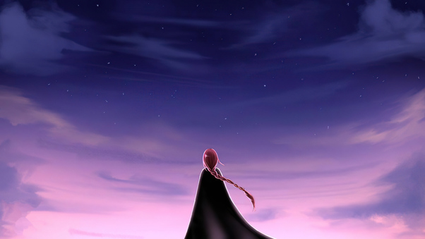 Alone Girl Looking At The Sky 5k Wallpaper