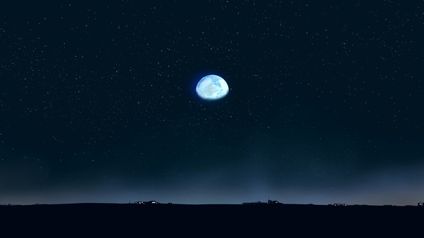 Alone Moon Night 5k Wallpaper