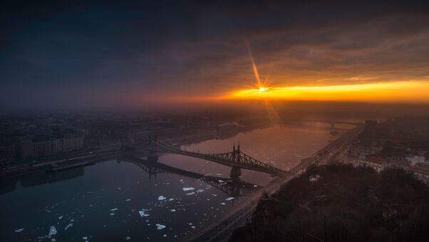 Amazing City Bridge Sunrise 8k Wallpaper