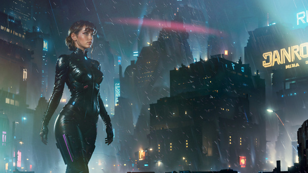 Ana De Armas As Watcher Of Scifi City Wallpaper