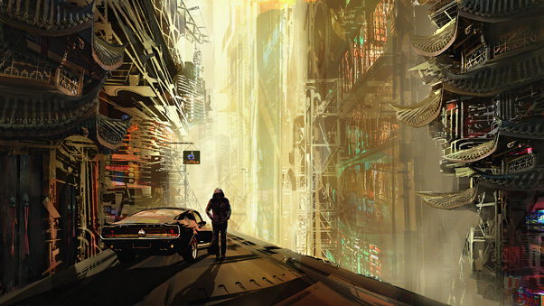 Ancient Cyberpunk Futuristic City Hoodie Boy 4k Wallpaper