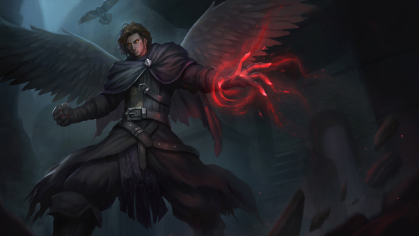 Angel Man With Wings Dark Magic Art Wallpaper