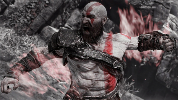 Angry Kratos 4k Wallpaper