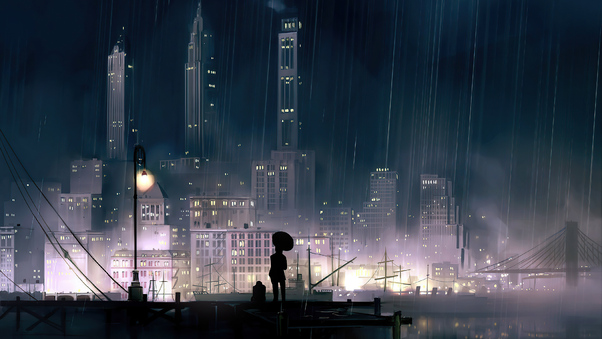 Anime Background City Night 4k Wallpaper