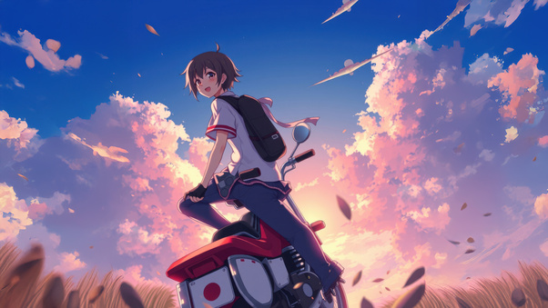 Anime Boy With Motorcycle (3000x2000) Resolution Wallpaper