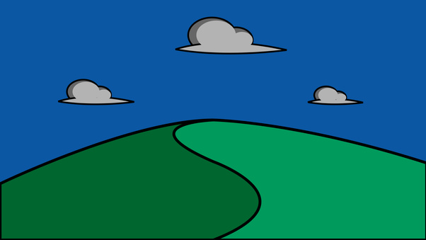 Anime Cartoon Hill And Clouds (2560x1440) Resolution Wallpaper