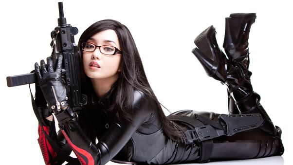 Anime Cosplay Girl With Guns Wallpaper