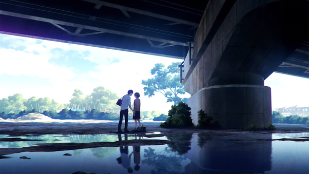 Anime Couple Meeting Under Bridge 4k Wallpaper