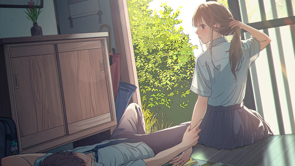 Anime Couple School Love Wallpaper