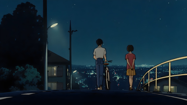Anime Couple With Bicycle 5k Wallpaper