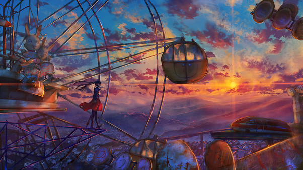 Anime Ferris Wheel Painting Wallpaper