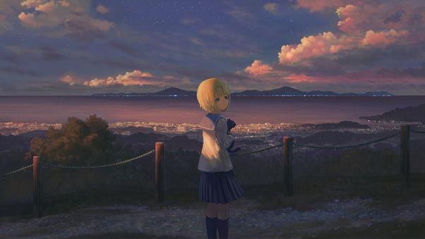 Anime Girl Alone Standing Wallpaper