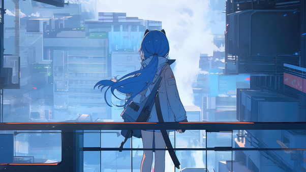 Anime Girl Amidst The City Of Dreamers Wallpaper
