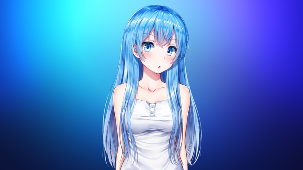 Anime Girl Aqua Blue 4k Wallpaper