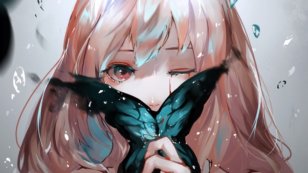 Anime Girl Butterfly Artistic Wallpaper