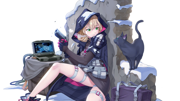 Anime Girl Cat Mission 8k Wallpaper