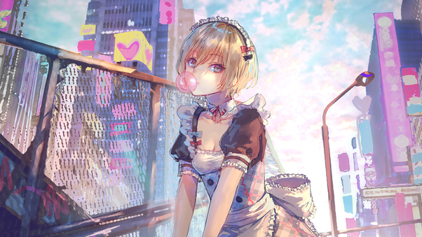 Anime Girl City 4k Wallpaper