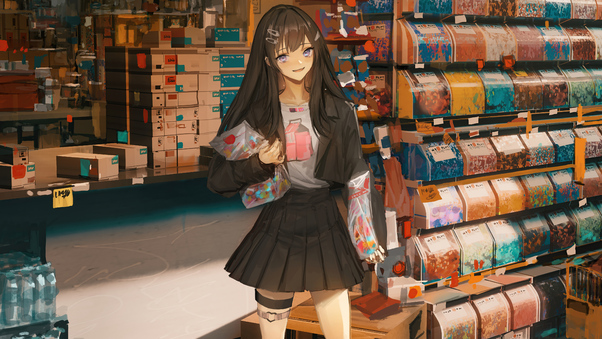 Anime Girl Grocery Store Meme 8k Wallpaper