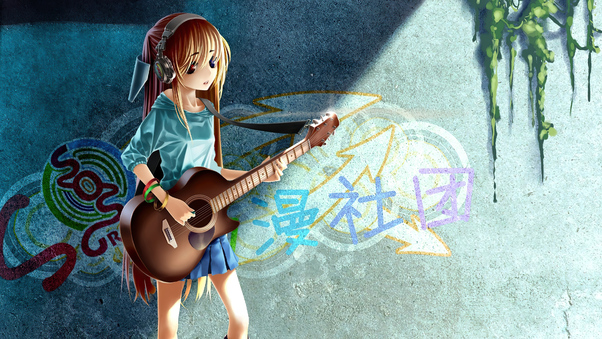 Anime Girl Guitar Grafitti 4k Wallpaper