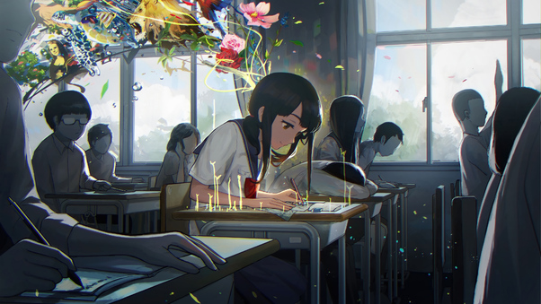 Anime Girl In Art Class Wallpaper