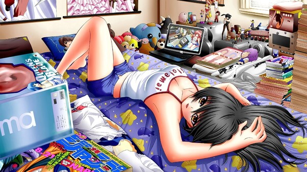 Anime Girl In Bedroom Wallpaper