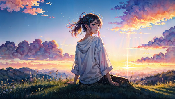 Anime Girl In The Depths Of Daylight Wallpaper