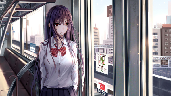 Anime Girl In Train After School 4k Wallpaper