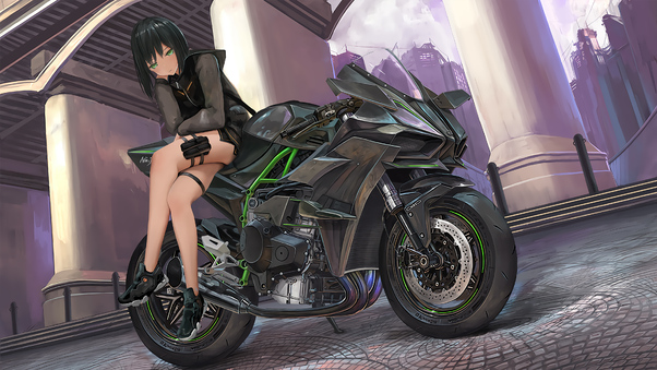 Anime Girl Kawasaki H2r 4k Wallpaper