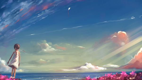 Anime Girl Looking At Sky Wallpaper