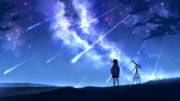 Anime Girl Meteor Streak 10k Wallpaper