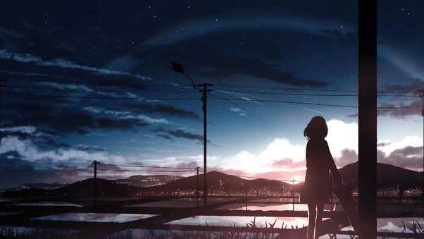 Anime Girl Moescape Alone Standing 4k Wallpaper