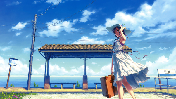 Anime Girl On Vacation Wallpaper