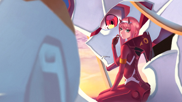 Anime Girl Pink Hair Zero Two Darling In The FranXX Wallpaper