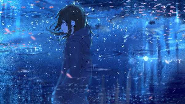Anime Girl Reflection Water Wallpaper