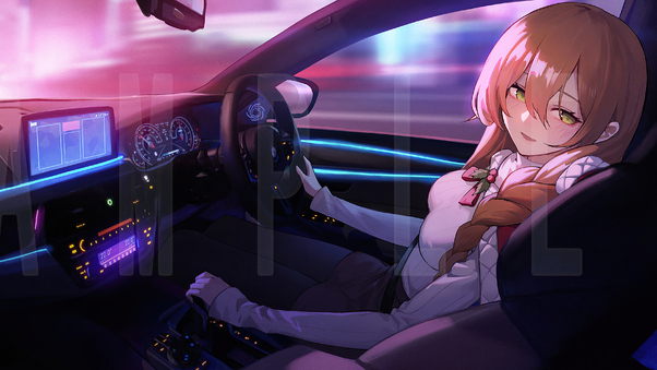Anime Girl Relaxing Ride 4k Wallpaper