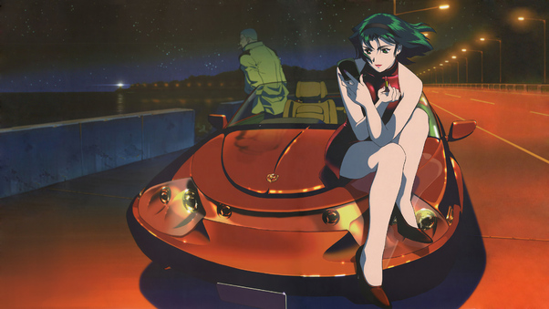 Anime Girl Sitting On Car Bonnet Wallpaper
