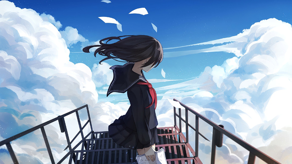Anime Girl Sky 4k Wallpaper