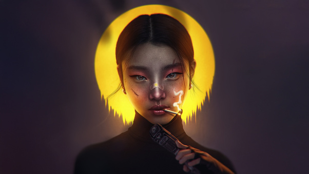 Anime Girl The Fallen Angel Lights Up (3000x2000) Resolution Wallpaper