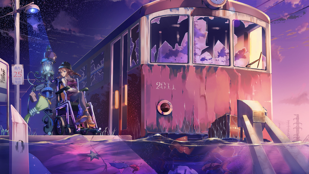Anime Girl Train Platform 4k Wallpaper